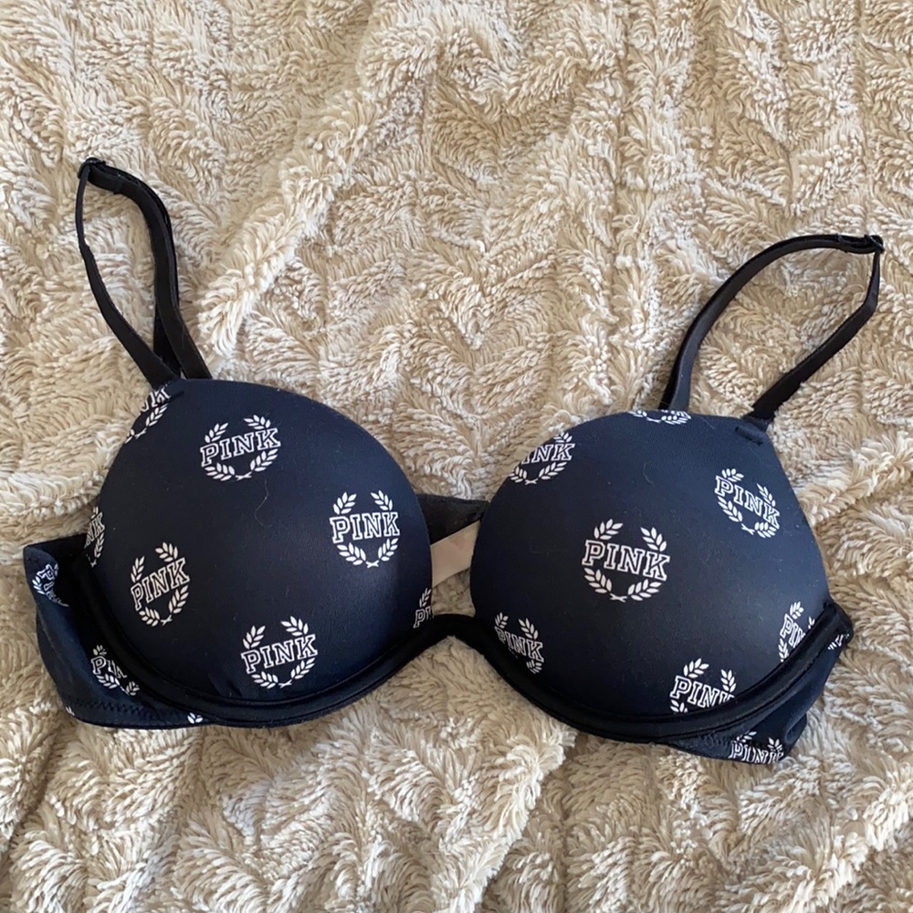 Victoria’s Secret PINK logo black and white bra